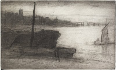 Chelsea Bridge and Church from Sixteen Etchings of Scenes on the Thames and Other Subjects, 1870-1871 by James Abbott McNeill Whistler